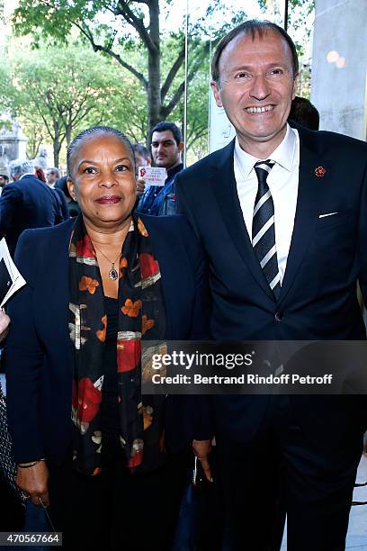 French Minister of Justice Christiane Taubira and PDT UGAB Philippe Panossian attend the Concert in Memory of 100th Anniversary of Armenian Genocide...