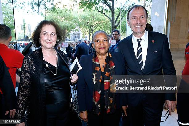 Sona Attanian, French Minister of Justice Christiane Taubira and PDT UGAB Philippe Panossian attend the Concert in Memory of 100th Anniversary of...