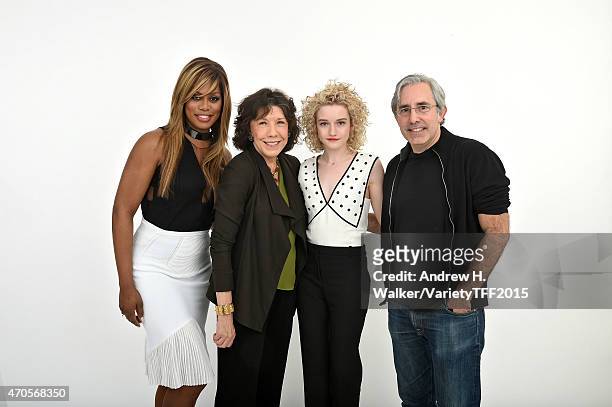 Actors Laverne Cox, Lily Tomlin, Julia Garner and producer Paul Weitz from 'Grandma' appear at the 2015 Tribeca Film Festival Getty Images Studio on...