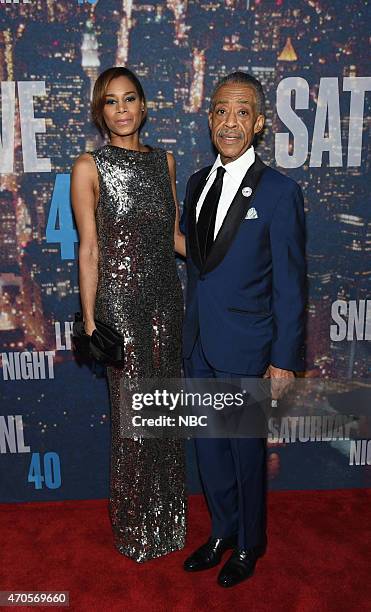 Pictured: Kathy Jordan, Al Sharpton walk the red carpet at the SNL 40th Anniversary Special at 30 Rockefeller Plaza in New York, NY on February 15,...