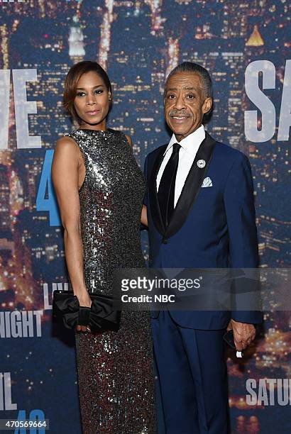 Pictured: Kathy Jordan, Al Sharpton walk the red carpet at the SNL 40th Anniversary Special at 30 Rockefeller Plaza in New York, NY on February 15,...