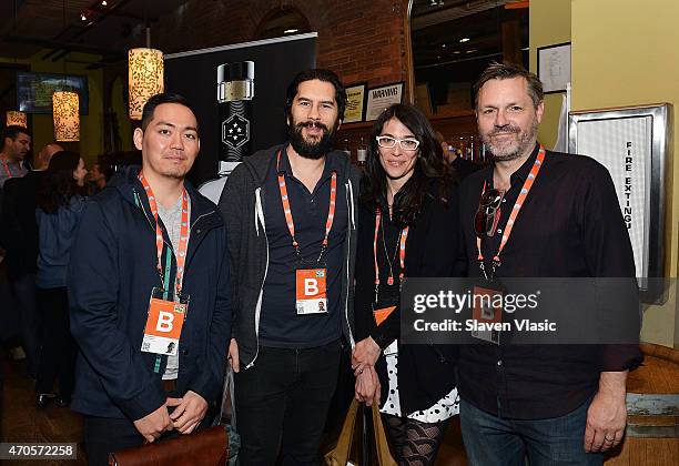 Erik Shirai, Ben Wu, Leah Wolchok and Robert Edwards attend Directors Brunch during the 2015 Tribeca Film Festival at City Winery on April 21, 2015...