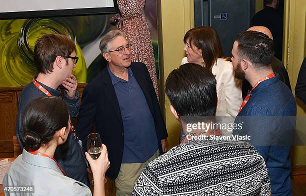 Co-founders Robert De Niro and Jane Rosenthal talk to filmmakers at Directors Brunch during the 2015 Tribeca Film Festival at City Winery on April...