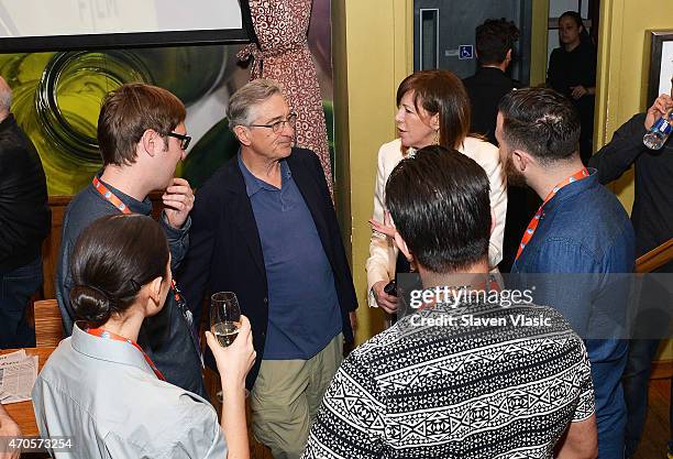 Co-founders Robert De Niro and Jane Rosenthal talk to filmmakers at Directors Brunch during the 2015 Tribeca Film Festival at City Winery on April...