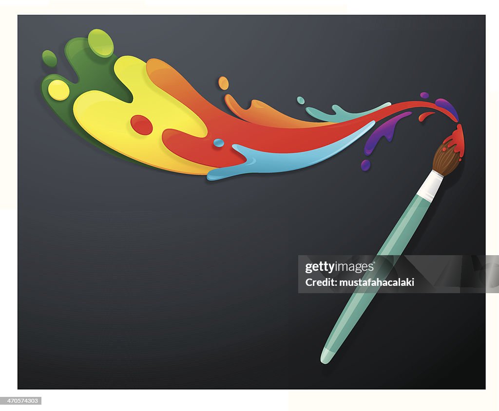 A Clip Art Cartoon Of A Paintbrush With Red Streak Of Paint High-Res Vector  Graphic - Getty Images