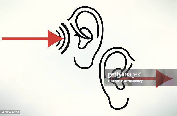 memories, in one ear and out the other - listening - earlobe stock illustrations