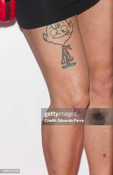 Alyson Eckmann, tattoo detail, attends Hugo Boss Woman fragrance presentation photocall at Matadero Madrid on April 21, 2015 in Madrid, Spain.