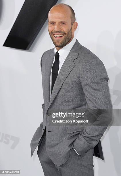 Actor Jason Statham arrives at the Los Angeles Premiere "Furious 7" at TCL Chinese Theatre IMAX on April 1, 2015 in Hollywood, California.