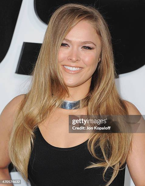 Fighter Ronda Rousey arrives at the Los Angeles Premiere "Furious 7" at TCL Chinese Theatre IMAX on April 1, 2015 in Hollywood, California.