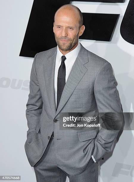 Actor Jason Statham arrives at the Los Angeles Premiere "Furious 7" at TCL Chinese Theatre IMAX on April 1, 2015 in Hollywood, California.