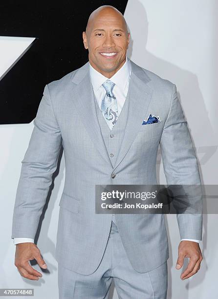 Actor Dwayne Johnson arrives at the Los Angeles Premiere "Furious 7" at TCL Chinese Theatre IMAX on April 1, 2015 in Hollywood, California.