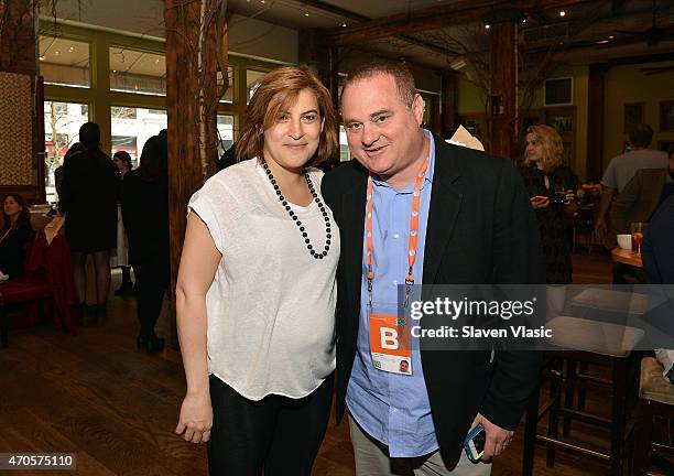 Tribeca Film Festival's Director of Programming Genna Terranova and producer Douglas Tirola attend Directors Brunch during the 2015 Tribeca Film...