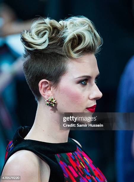 Scarlett Johansson attends the European premiere of "The Avengers: Age Of Ultron" at Westfield London on April 21, 2015 in London, England.