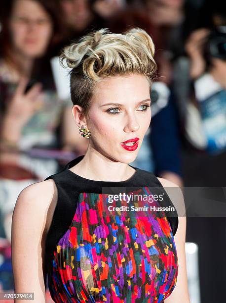 Scarlett Johansson attends the European premiere of "The Avengers: Age Of Ultron" at Westfield London on April 21, 2015 in London, England.