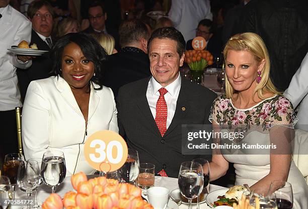 Margarette Purvis, Andrew M. Cuomo and Sandra Lee attend the Food Bank For New York City Can Do Awards Dinner Gala at Cipriani Wall Street on April...