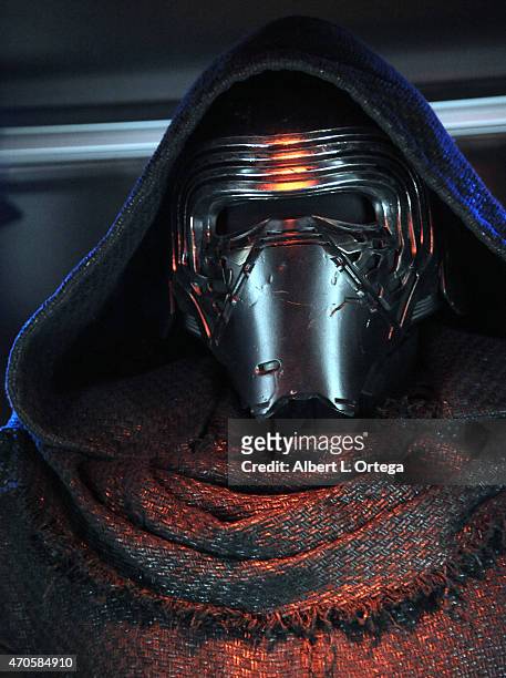 Kylo Renn's Costume on display inside the 'Star Wars The Force Awakens' exhibit on Day One of Disney's 2015 Star Wars Celebration held at the Anaheim...