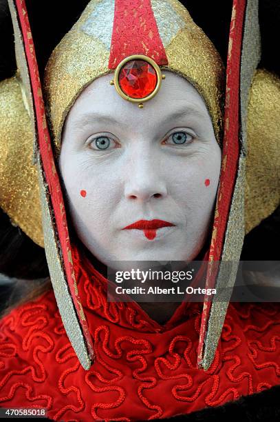 Cosplayers dressed as Queen Amidala ont Day One of Disney's 2015 Star Wars Celebration held at the Anaheim Convention Center on April 16, 2015 in...