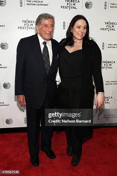 Tony Bennett and daughter Joanna Bennett attend Sinatra at 100: Music and Film, Lincoln Screening of 'On The Town' and performances during the 2015...