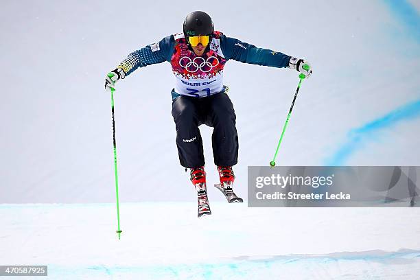 Scott Kneller of Australia competes during the Freestyle Skiing Men's Ski Cross Seeding on day 13 of the 2014 Sochi Winter Olympic at Rosa Khutor...