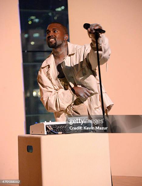 Kanye West performs onstage at TIME 100 Gala, TIME's 100 Most Influential People In The World at Jazz at Lincoln Center on April 21, 2015 in New York...