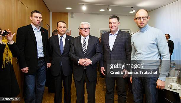 Leader of Ukrainian Democratic Alliance for Reform Vitali Klitschko, Polish Foreign Minister Radoslaw Sikorski, German Foreign Minister Frank-Walter...
