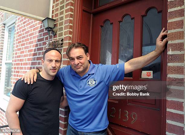 Lillo Brancato and Paul Borghese on the set of "Back In The Day" on April 21, 2015 in New York City.