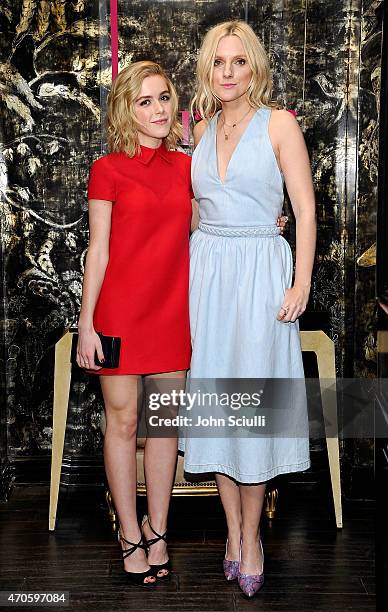 Actress Kiernan Shipka and Laura Brown attend harper by Harper's BAZAAR at Violet Grey with Rosie Huntington-Whiteley on April 21, 2015 in Los...