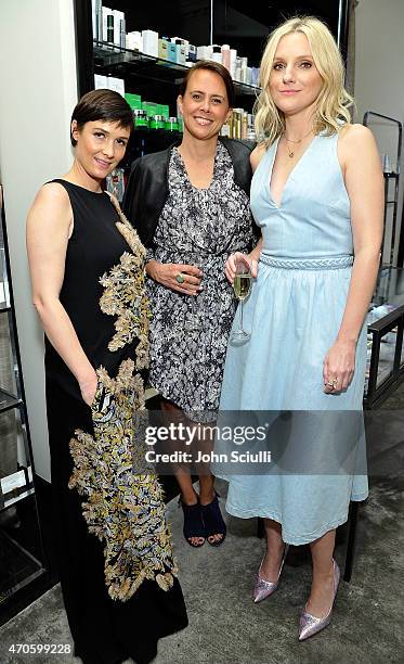 Cassandra Huysentruyt Grey, Wendy Lauria and Laura Brown attend harper by Harper's BAZAAR at Violet Grey with Rosie Huntington-Whiteley on April 21,...