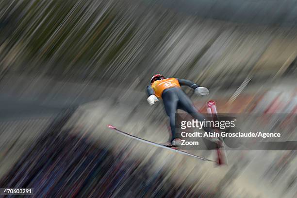 Mario Stecher of Austria competes during the Nordic Combined Team event at the RusSki Gorki Jumping Center on February 20, 2014 in Sochi, Russia.