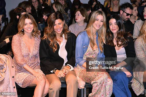 Elena Barolo, Alessandra Grillo, Elena Santarelli and Valentina Scambia attend the Kristina Ti Show during Milan Fashion Week Womenswear...