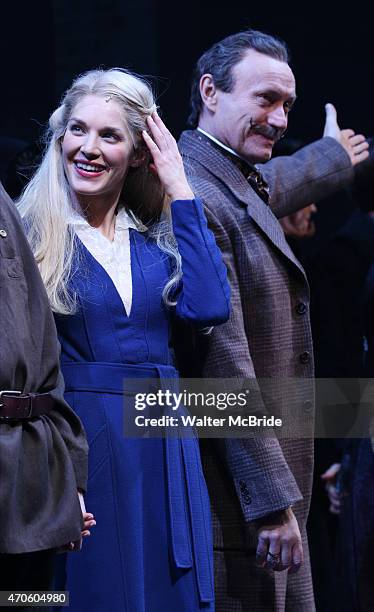 Kelli Barrett and Jamie Jackson during the Broadway Opening Night Performance Curtain Call for 'Doctor Zhivago' at The Broadway Theatre on April 21,...