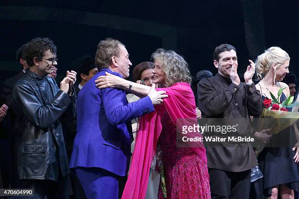 Paul Alexander Nolan, Des McAnuff, Lucy Simon, Tam Mutu and Kelly Devine during the Broadway Opening Night Performance Curtain Call for 'Doctor...