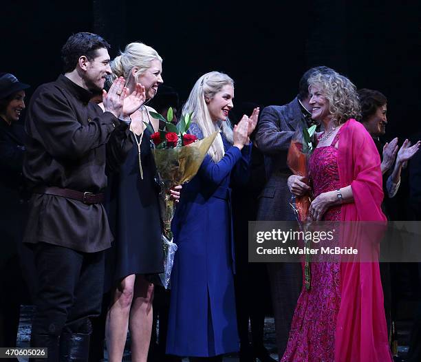 Paul Alexander Nolan, Kelly Devine, Kelli Barrett, Carly Simon during the Broadway Opening Night Performance Curtain Call for 'Doctor Zhivago' at The...