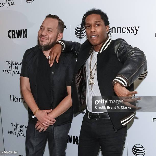 Journalist/television producer Elliott Wilson and rapper A$AP Rocky arrive for Tribeca Talks: CRWN With Elliott Wilson and A$AP Rocky during the 2015...