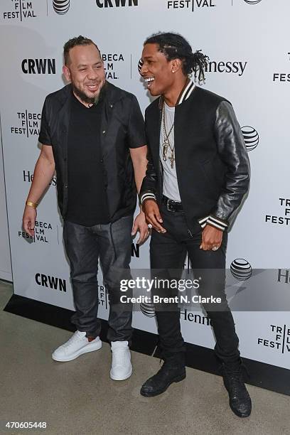 Journalist/television producer Elliott Wilson and rapper A$AP Rocky arrive for Tribeca Talks: CRWN With Elliott Wilson and A$AP Rocky during the 2015...