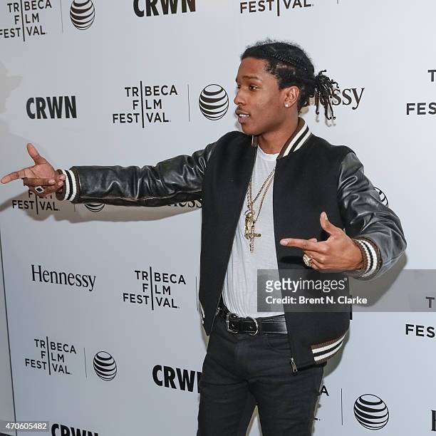 Rapper A$AP Rocky arrives for Tribeca Talks: CRWN With Elliott Wilson and A$AP Rocky during the 2015 Tribeca Film Festival held at Spring Studios on...