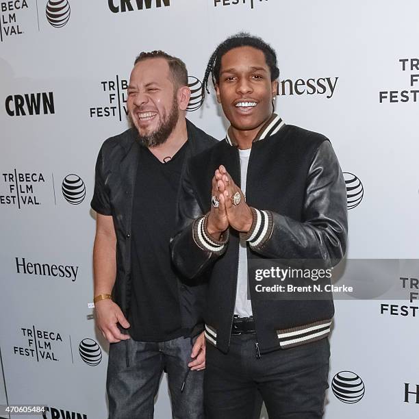 Journalist/television producer Elliott Wilson and rapper A$AP Rocky arrive for Tribeca Talks: CRWN With Elliott Wilson and A$AP Rocky during the 2015...