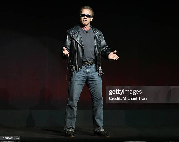 Arnold Schwarzenegger attends 2015 CinemaCon - The State Of The Industry Past, Present and Future Paramount presentation held at Caesars Palace...