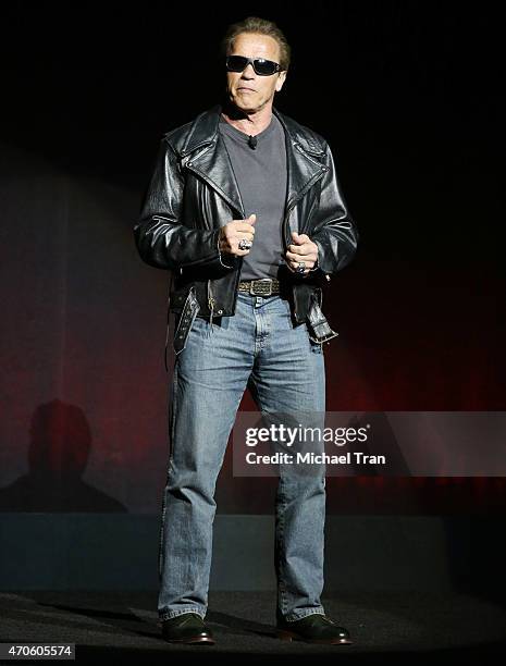 Arnold Schwarzenegger attends 2015 CinemaCon - The State Of The Industry Past, Present and Future Paramount presentation held at Caesars Palace...