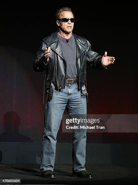 Arnold Schwarzenegger attends 2015 CinemaCon - The State Of The Industry Past, Present and Future Paramount presentation held at Caesars Palace...