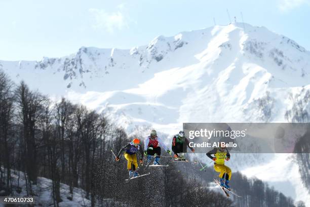 Andreas Schauer of Germany, Didrik Bastian Juell of Norway, Filip Flisar of Slovenia and Florian Eigler of Germany compete during the Freestyle...