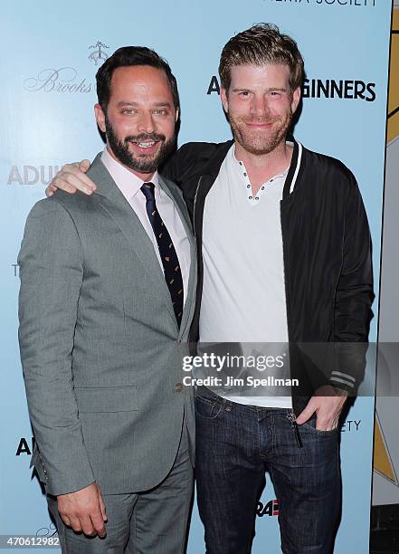 Actors Nick Kroll and Stephen Rannazzisi attend RADiUS with the Cinema Society & Brooks Brothers host the New York premiere of "Adult Beginners" at...