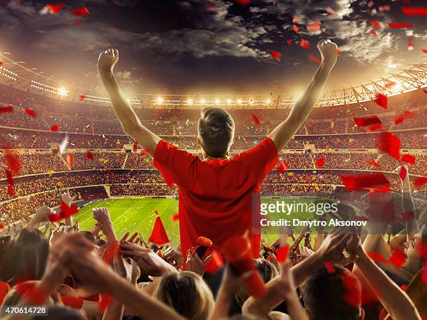 fans at stadium - voetbalcompetitie sportevenement stockfoto's en -beelden