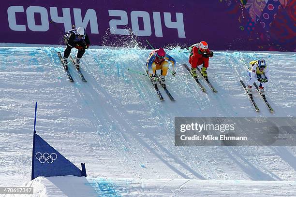 Jouni Pellinen of Finland, Victor Oehling Norberg of Sweden, Armin Niederer of Switzerland and Egor Korotkov of Russia compete during the Freestyle...