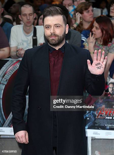 Mark Feehily attends the European premiere of "The Avengers: Age Of Ultron" at Westfield London on April 21, 2015 in London, England.