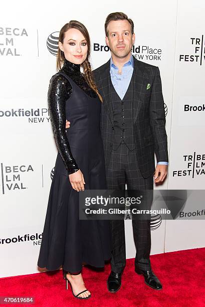 Actors Olivia Wilde and Jason Sudeikis attend the 2015 Tribeca Film Festival New York Premiere 'Sleeping With Other People' at BMCC Tribeca PAC on...