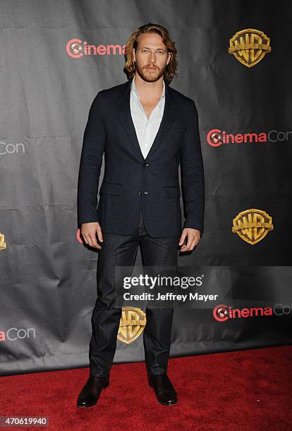 Actor Luke Bracey arrives at Warner Bros. Pictures The Big Picture at The Colosseum at Caesars Palace during CinemaCon, the official convention of...