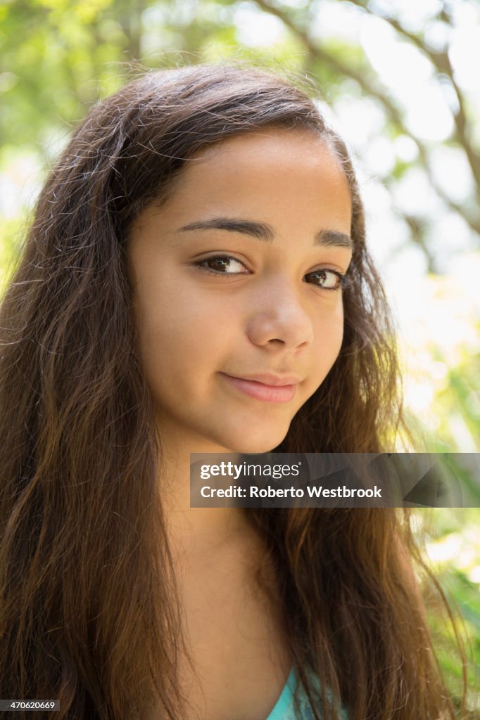 Mixed race girl smiling