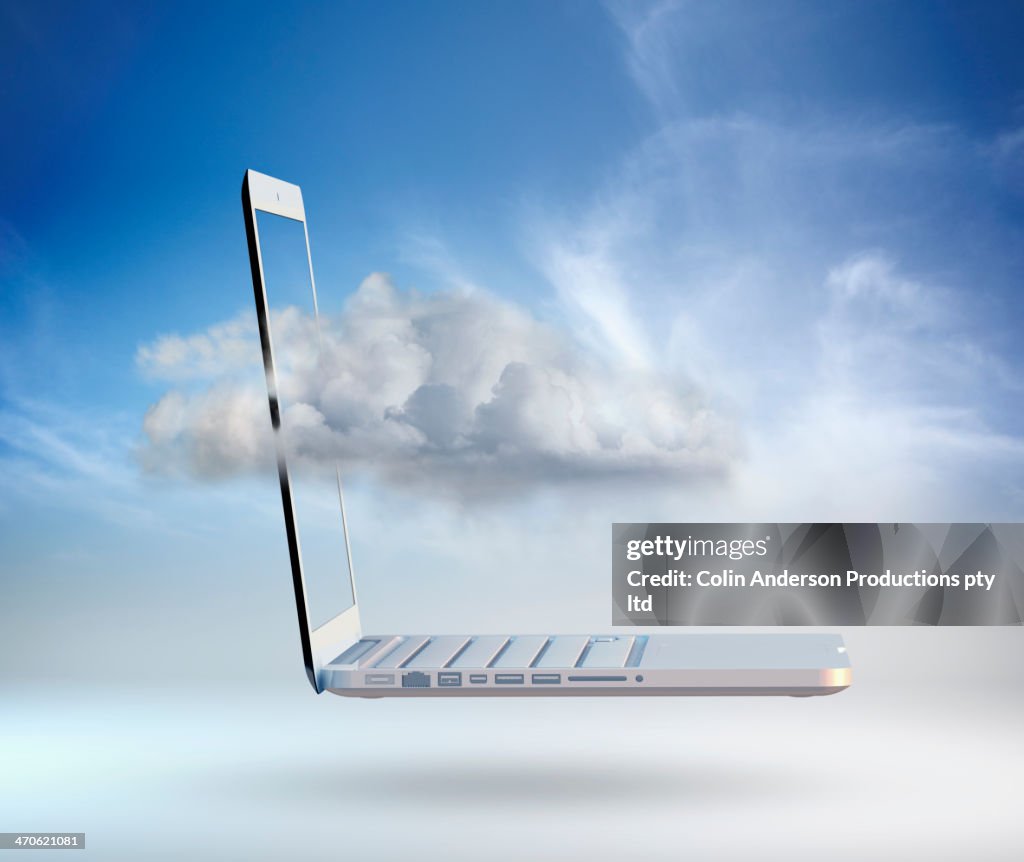 Clouds moving through laptop