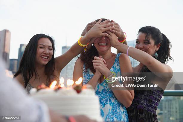 friends celebrating birthday on urban rooftop - happy birthday canada 個照片及圖片檔